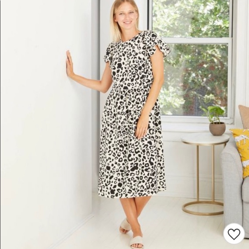 NWT Leopard Print Flutter Sleeve Dress